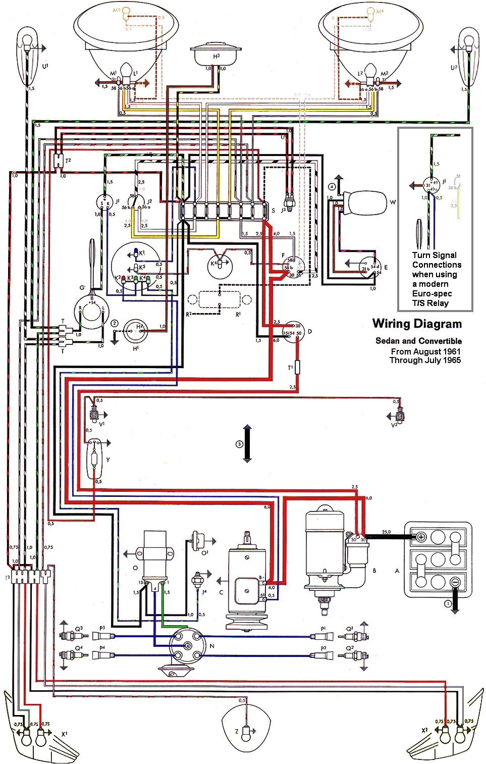 thesamba com type 1 wiring diagrams 1973 vw beetle headlight switch wiring diagram 1973 beetle wiring diagram
