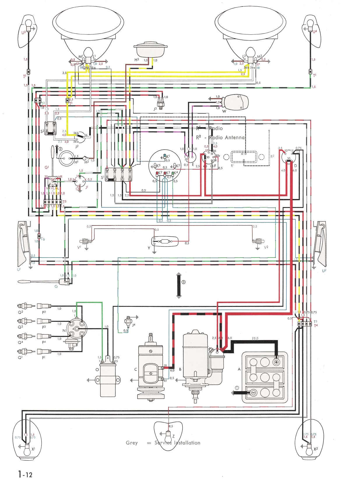 thesamba com type 1 wiring diagrams 1973 volkswagen beetle wiring diagram 1973 beetle wiring diagram