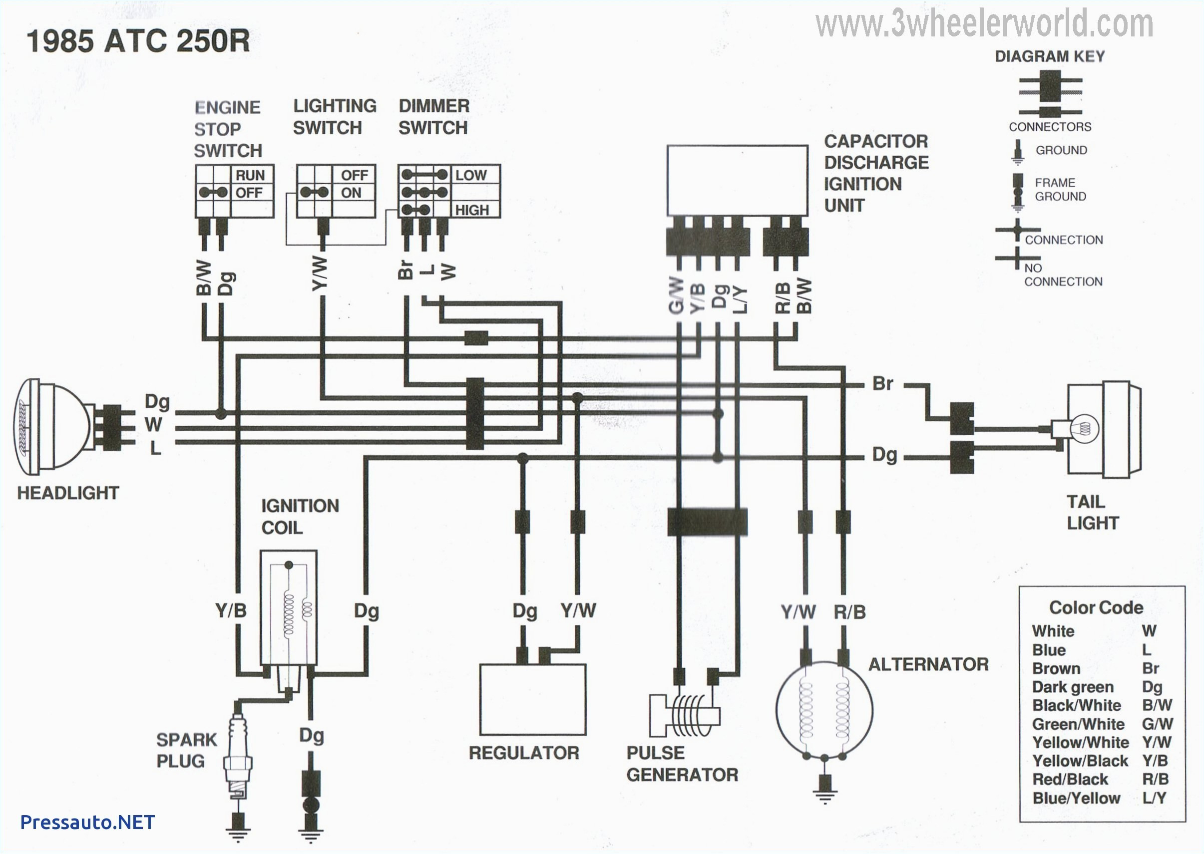honda 250 and 300 model c72c77 electrical wiring diagram picture