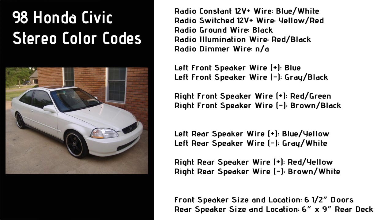 1998 honda civic stereo wiring color codes 6th generation honda1998 honda civic stereo wiring color codes