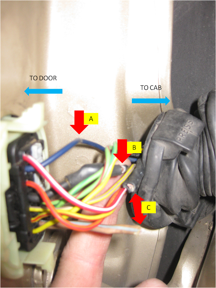 1999 2004 wj driver door boot wiring fix diy jeepforum commy three problem areas