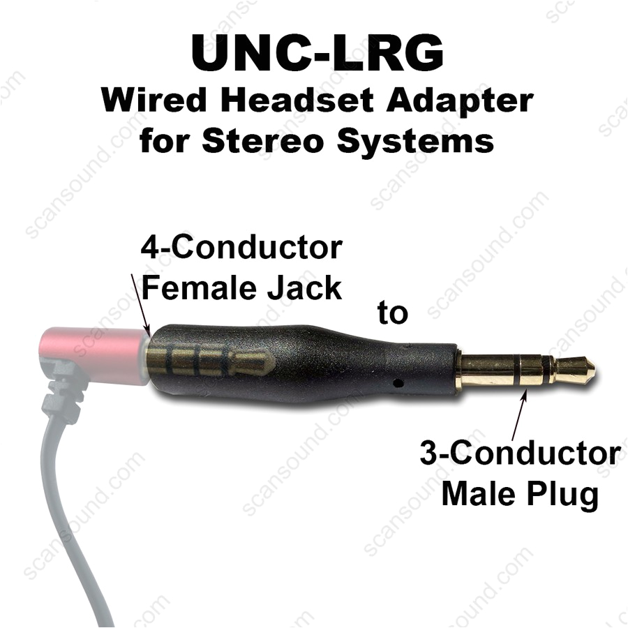 wired headset adapter for stereo audio jacks