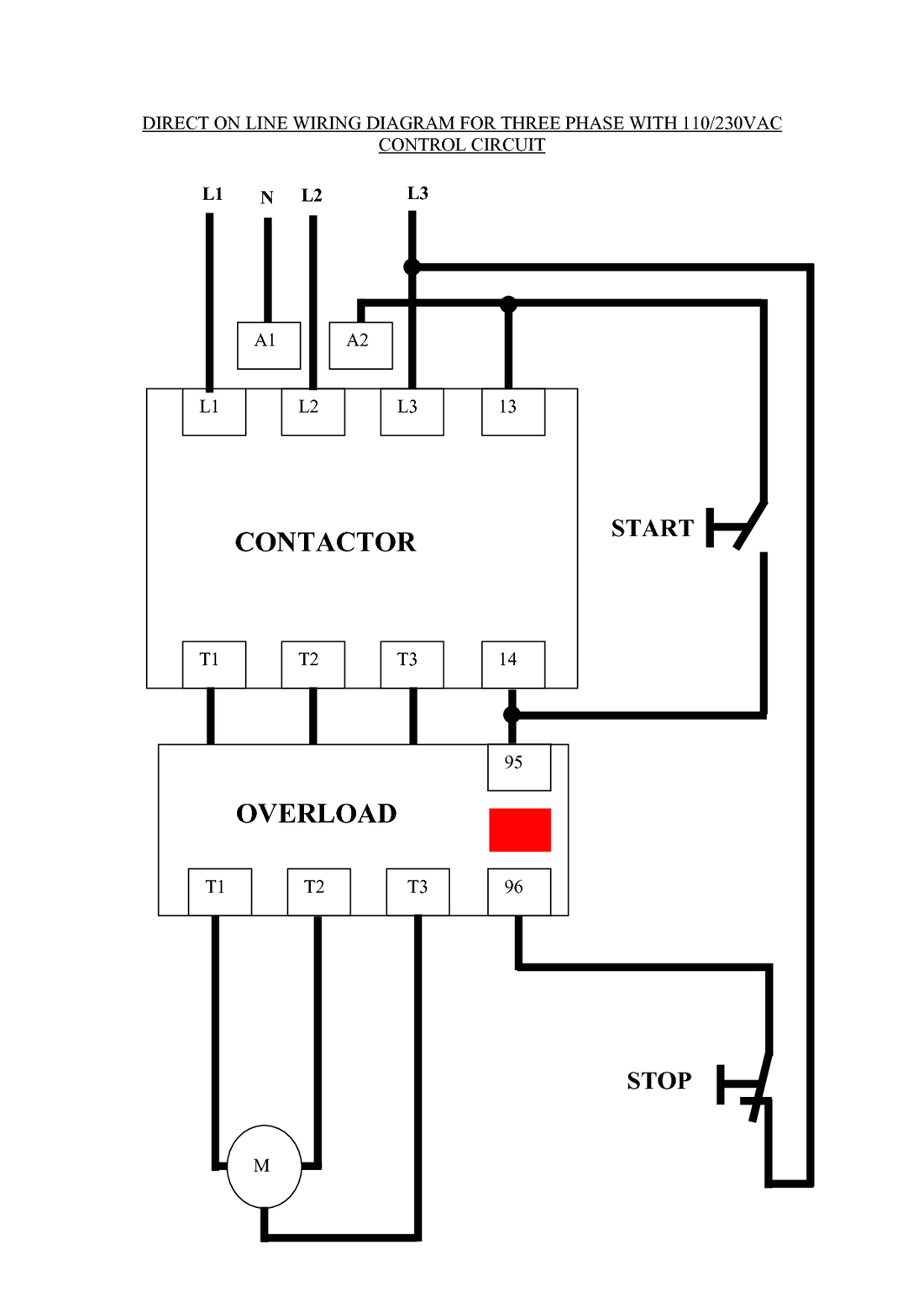 three phase dol starter wiring diagram component single