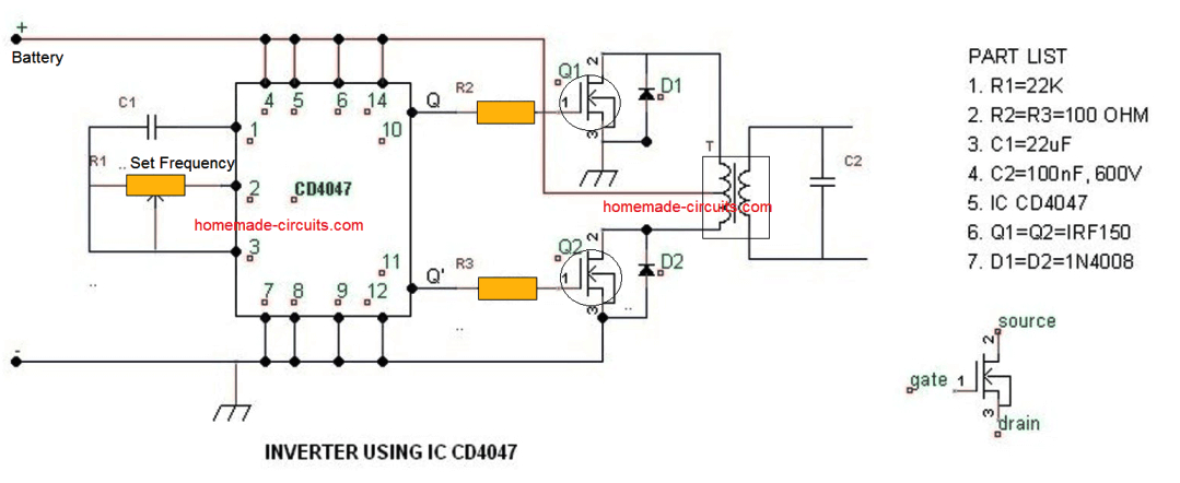 7 simple inverter circuits you can build at home homemade circuit sine wave inverter circuit diagram inverter circuit diagram for home