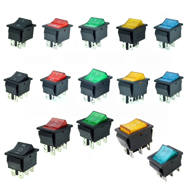 car rocker switches boat switch latching dpst dpdt 4 pin 6 pin 2 3 position i o on off on blue red green 28x22mm mount 15a 250v