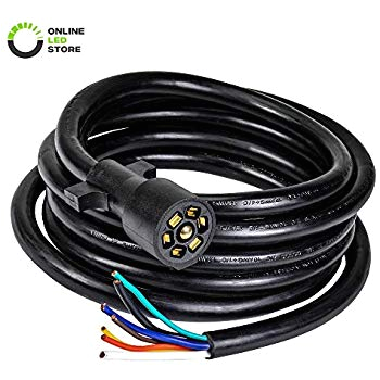 online led store 7 way trailer light wiring plug extension cable double prong 10 14 awg copper terminals wires 7 wire inline trailer cord 12ft