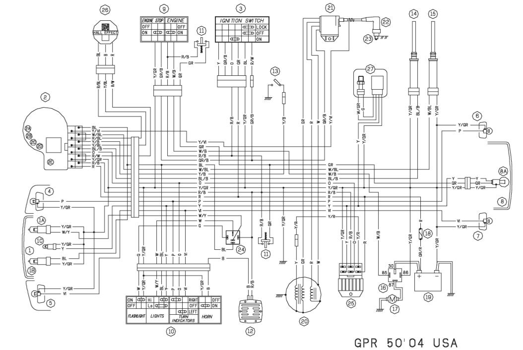 derbi gpr 50 2005 2009 wiring diagram