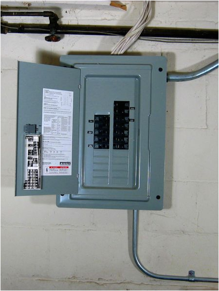electrical panel with open door