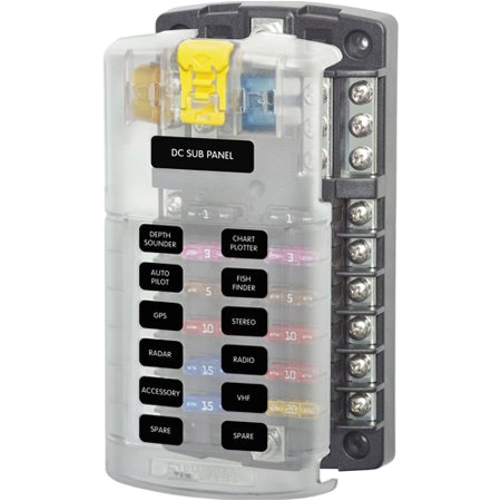 blue sea systems st blade fuse block 12 circuits with negative bus and cover walmart com