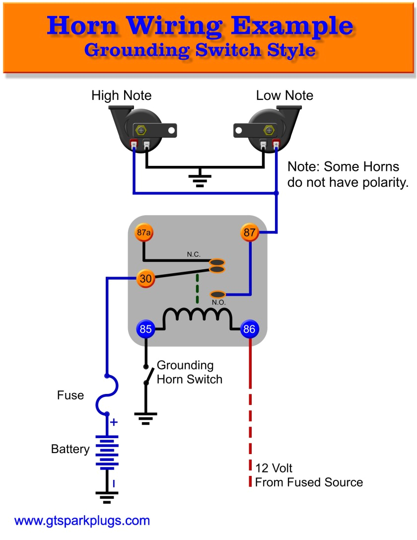 automotive horns gtsparkplugsbasic horn wiring diagram