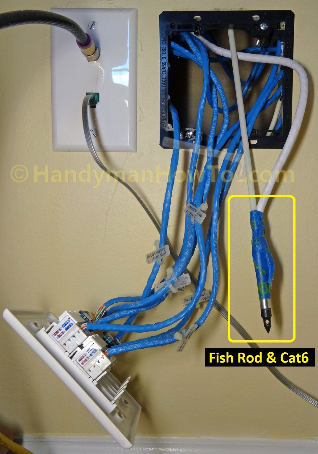 pull cat6 ethernet cable through wall