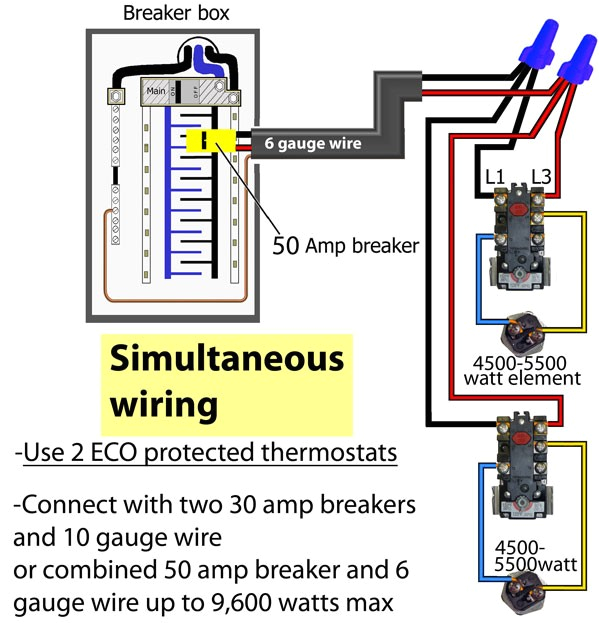 simultaneous thermostat wir water heater wiring diagram dual