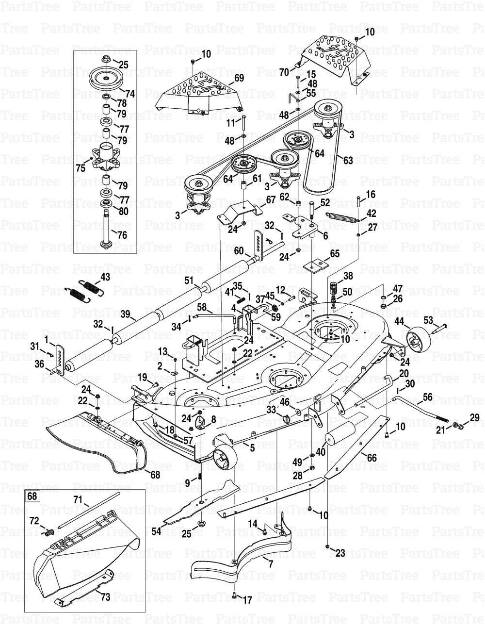 mtd 247 289840 14aw94pk099 craftsman garden tractor 2010 sears mower deck 54 inch diagram and parts list partstree com