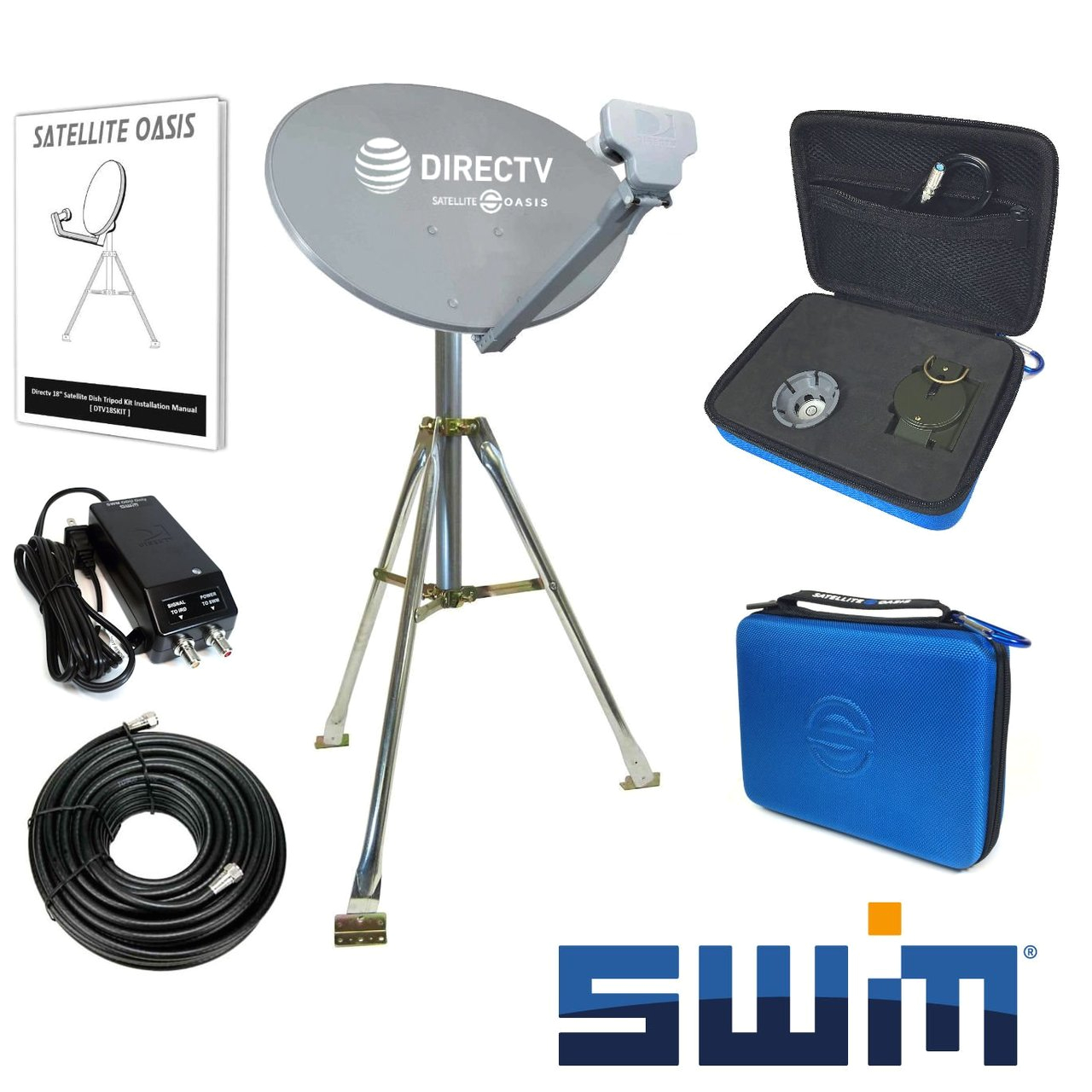 directv swim hdtv satellite dish tripod kit for rv mobile portable satellite oasis