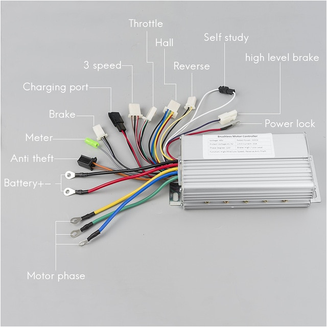 yk89s 36v 48v 500w 26a brushless dc motor controller electric bike scooter e car tricycle part 120 degree with hall reverse