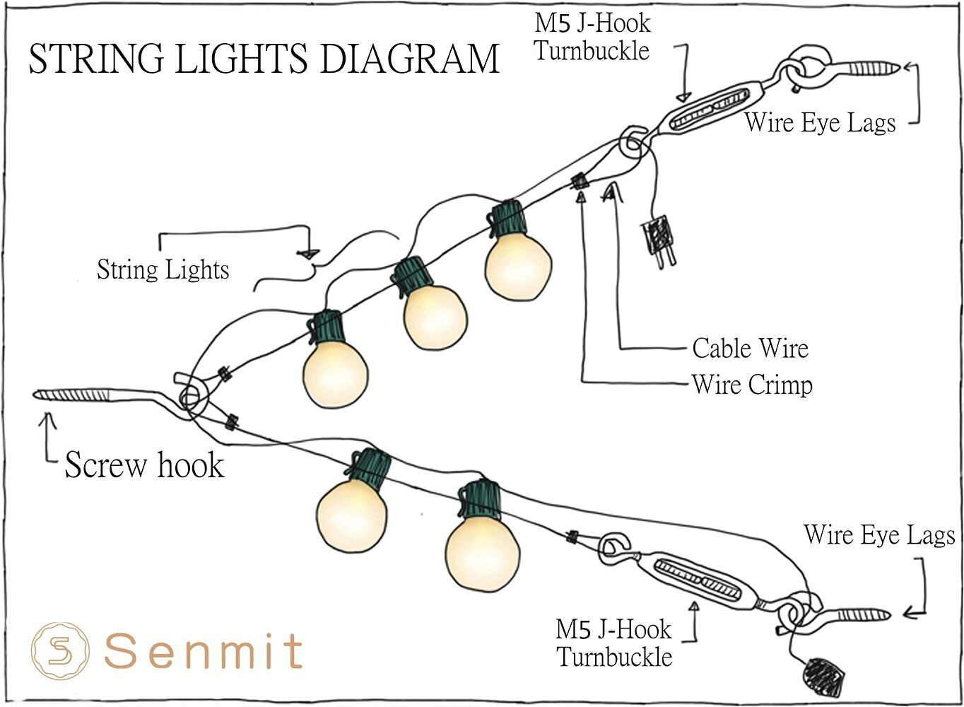 senmit globe string lights suspension kit outdoor light guide wire vinyl coated for sale online ebay