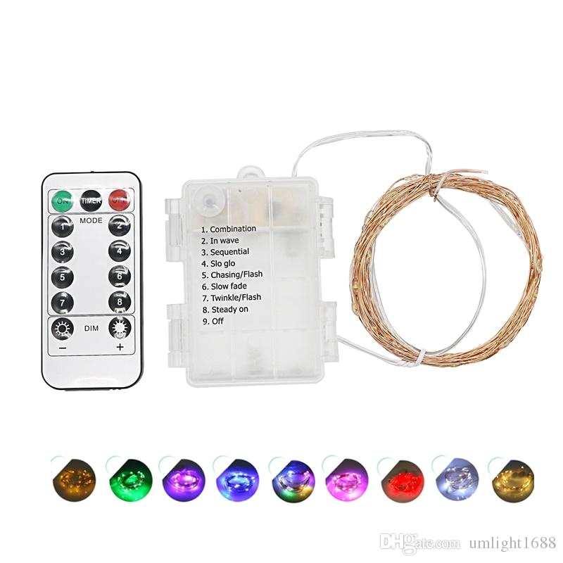 umlight1688 5 10m waterproof remote control fairy lights battery operated led lights decoration 8 mode timer string copper wire christmas string lights