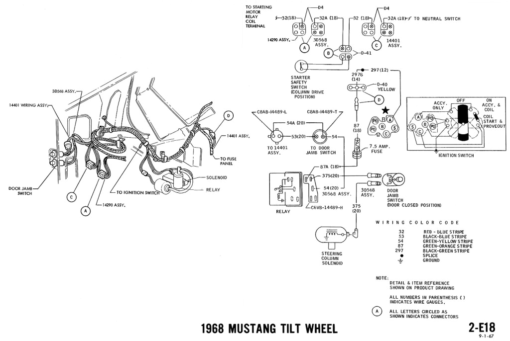 1968 mustang wiring diagram tilt wheel