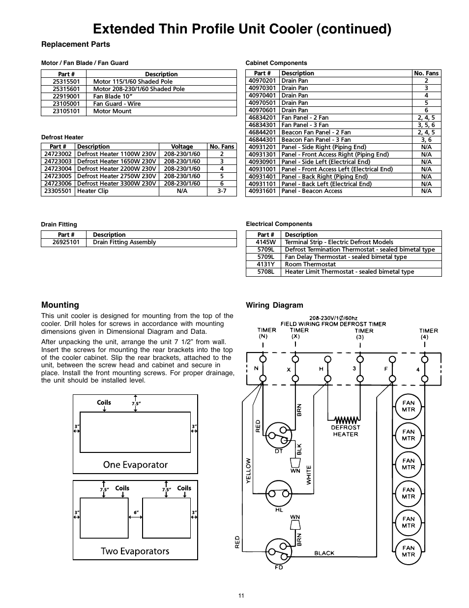 mounting heatcraft refrigeration products 25005601 page11 extended thin proi le unit cooler continued defrost termination thermostat wiring diagram