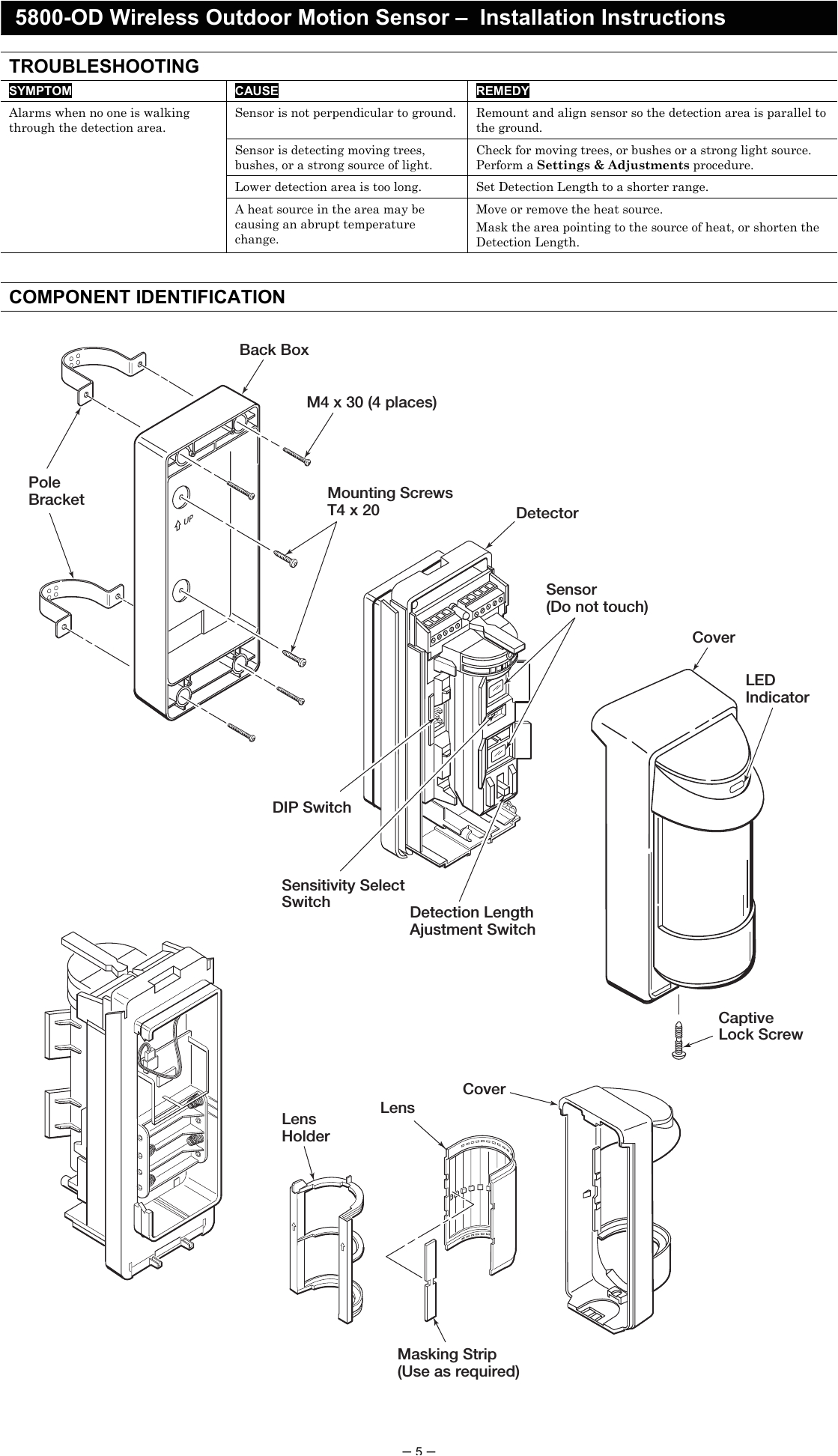 page 5 of 8dl5800pir od security transmitter user manual 5890 od wireless outdoor motion