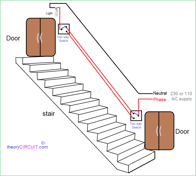 two way light switch connection stair case light wiring