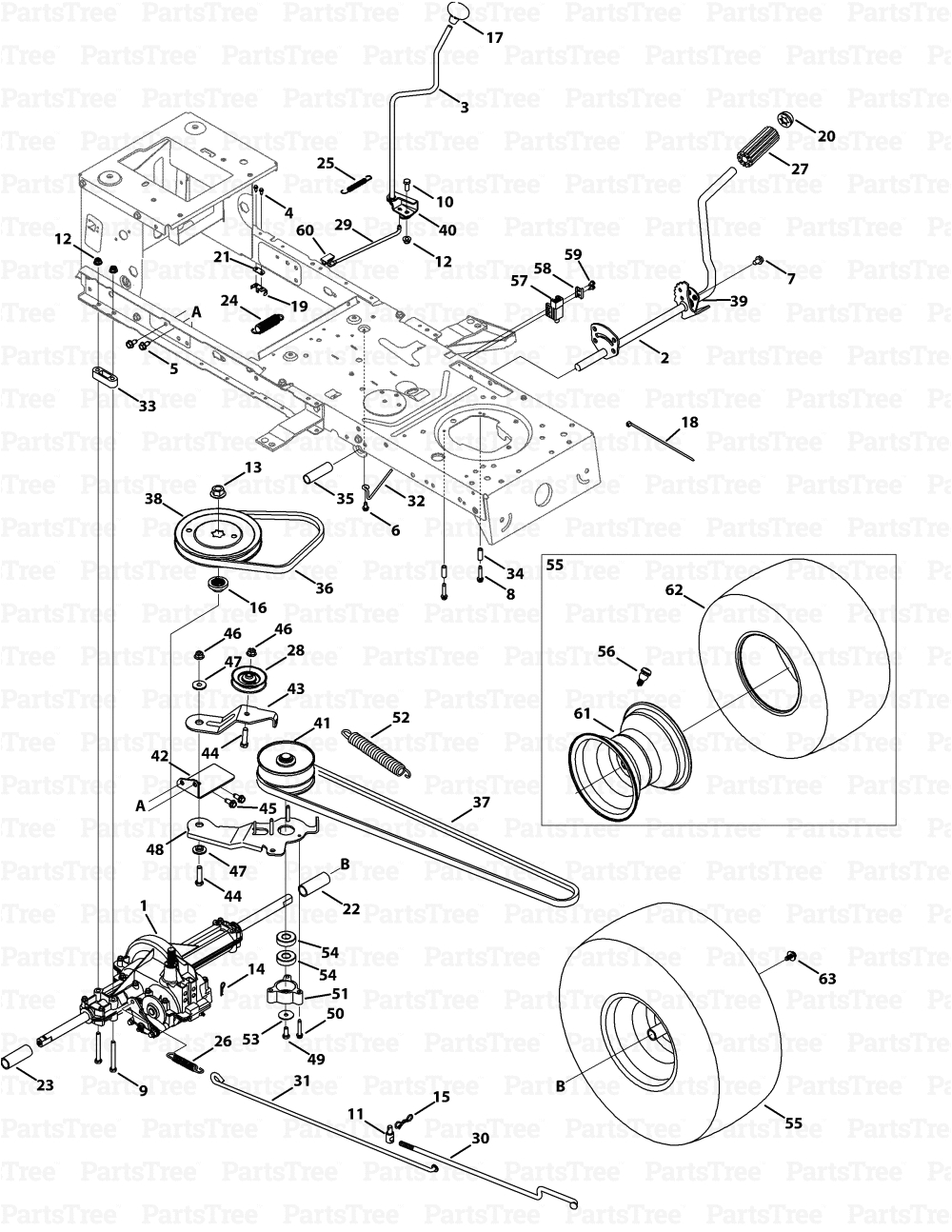 mtd lt4200 13w2775s031 huskee lawn tractor 2014 transmission single speed diagram and parts list partstree com
