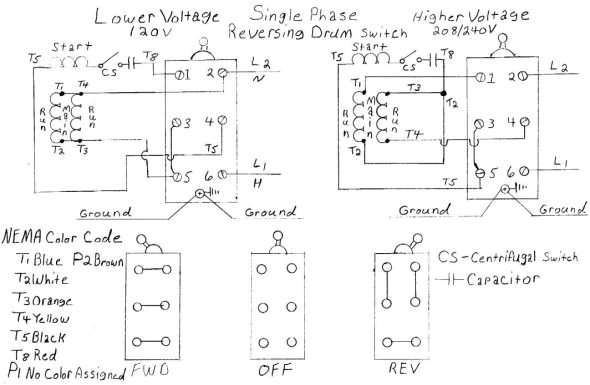 dual voltage single phase motor wiring diagram