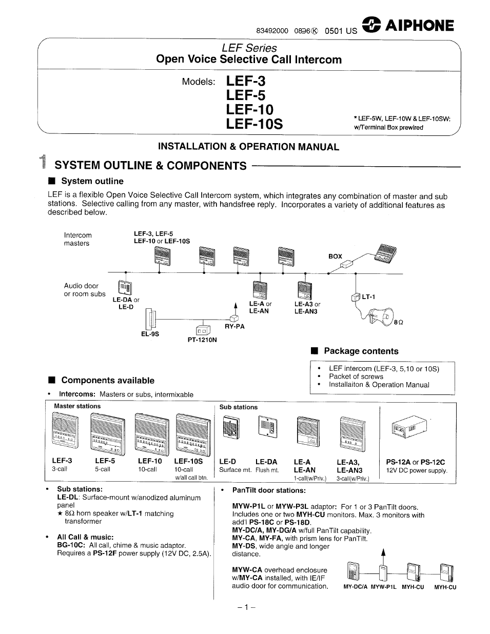 aiphone lef 3 user manual 12 pages also for lef 10 lef 5 lef
