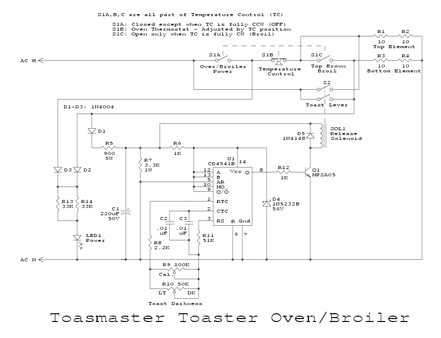 toastmaster toaster oven broiler schematic