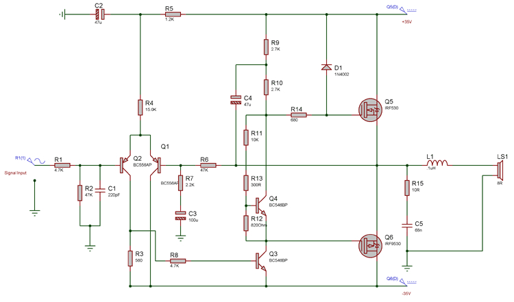 50 watt power amplifier circuit diagram using mosfets 50 watt power amplifier using mosfets