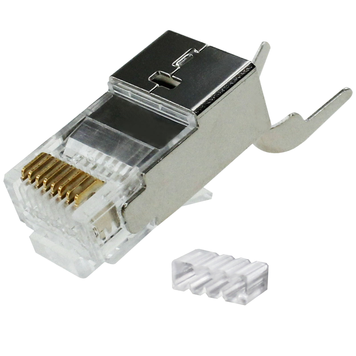 rj45 cat6a shielded modular plug 2pcs type for stranded solid wire cable 22 23awg cable entry od 1 5mm 50pcs pack pi manufacturing
