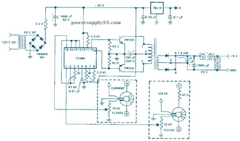 isolated feedback smps 5vdc 1 5a power supply circuits