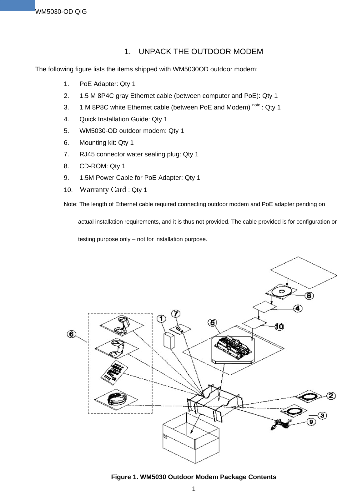 page 3 of wm5030od wimax outdoor modem user manual wm5030 od qig v1 3