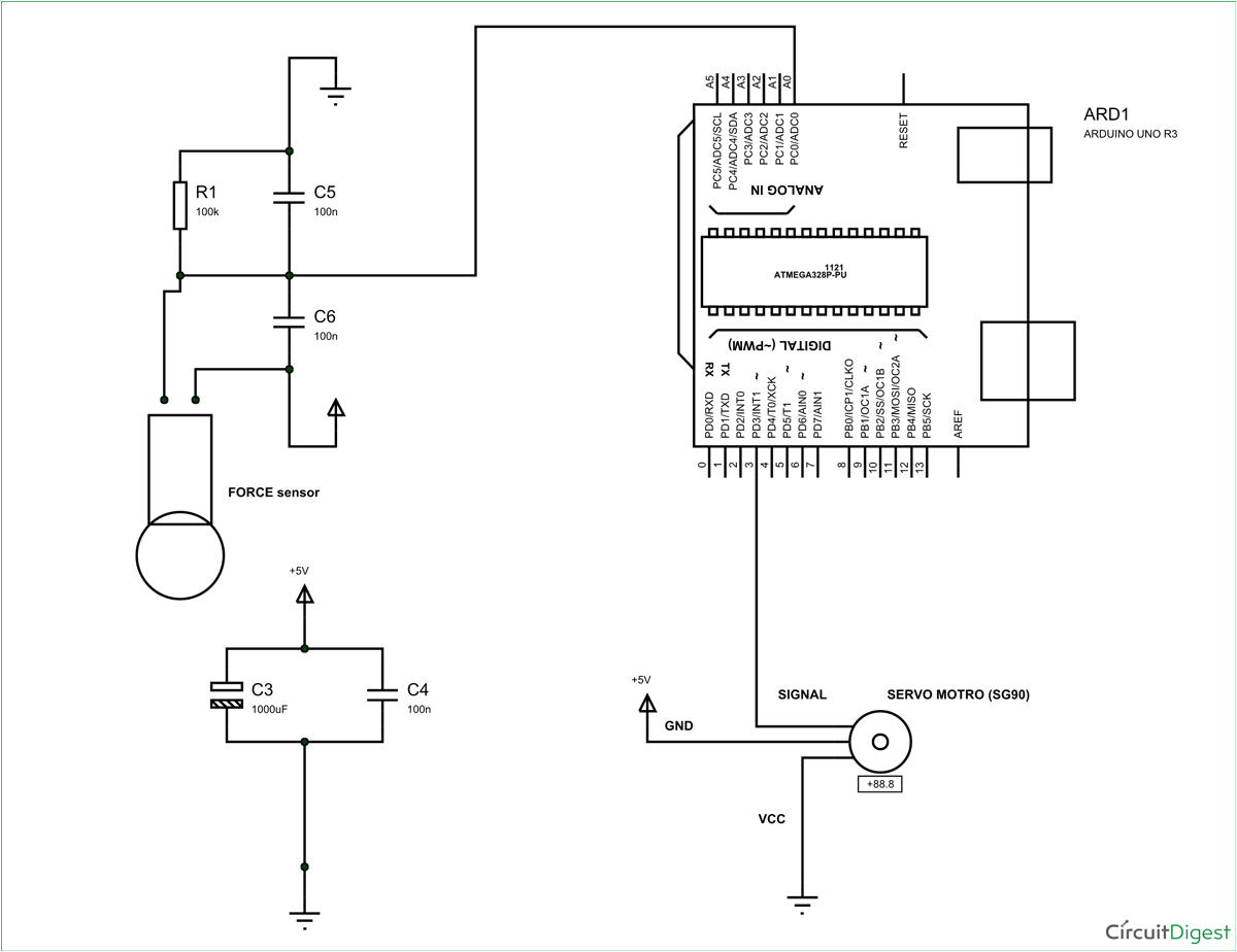 rc servo wiring diagram a servo motor position control by force sensor using arduino uno