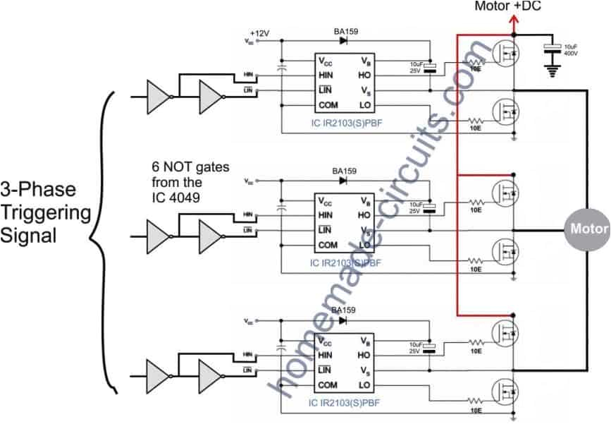 simple 3 phase inverter circuit homemade circuit projects three phase bridge type inverter circuit diagram basiccircuit