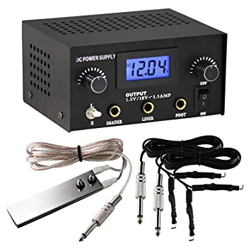 amazon com pirate face tattoo dual digital tattoo power supply with foot pedal and 2 clip cords black color beauty