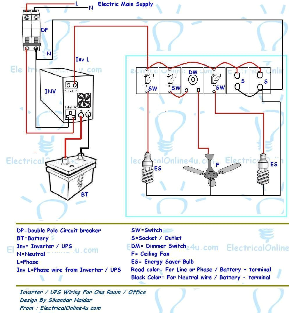ups u0026 inverter wiring diagram for one room office electricalups u0026 inverter wiring