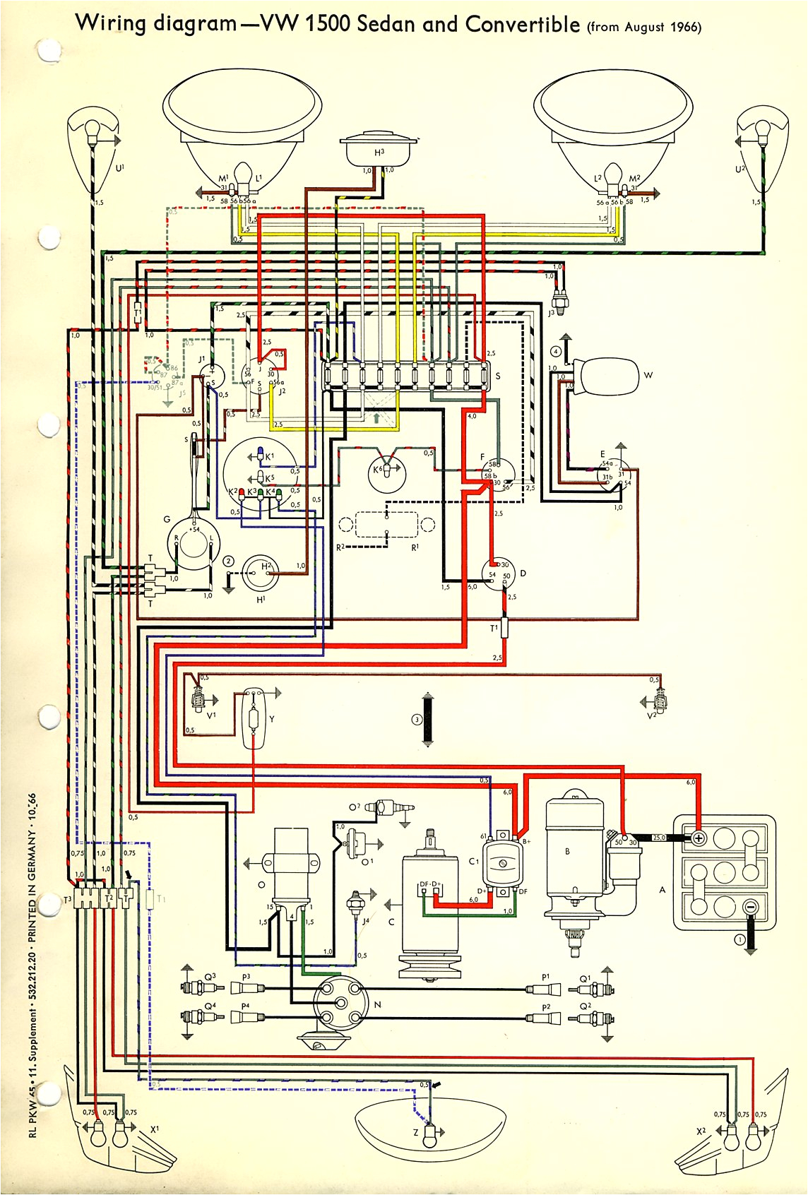 thesamba com type 1 wiring diagrams 1973 vw beetle headlight switch wiring diagram 1973 vw beetle wiring diagram