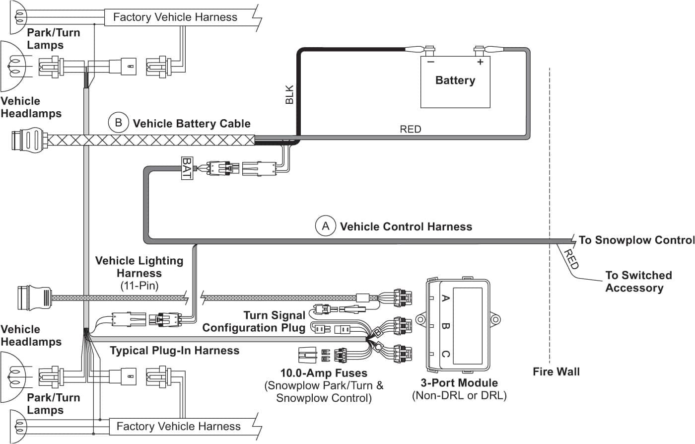 um2 pro plus vehicle side harness 3port 2plug all western unimount wiring diagram