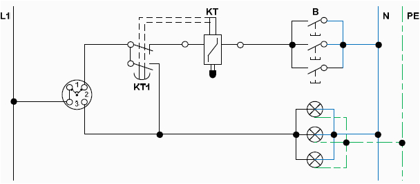 lighting circuit controlled by an automatic staircase timer operating diagram