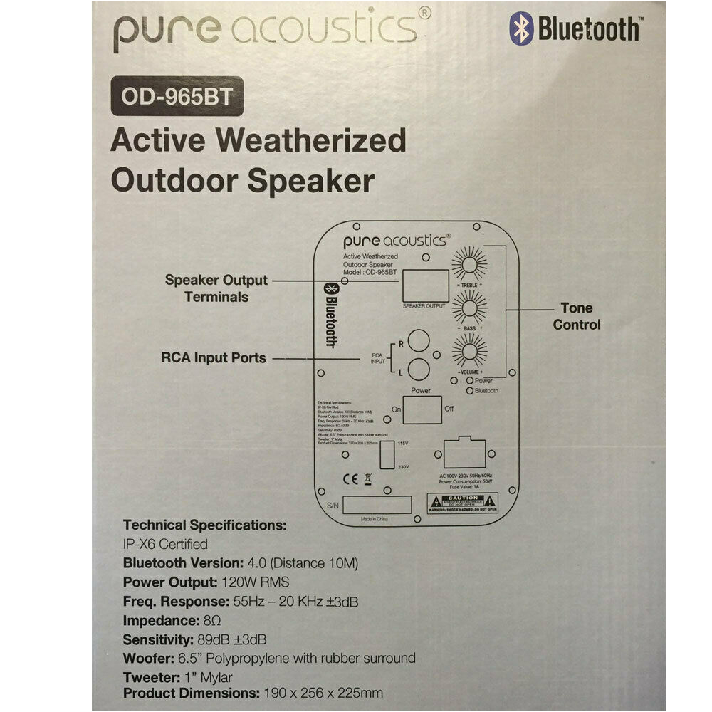pure acoustics od 965bt bluetooth outdoor speaker white pair for sale online ebay