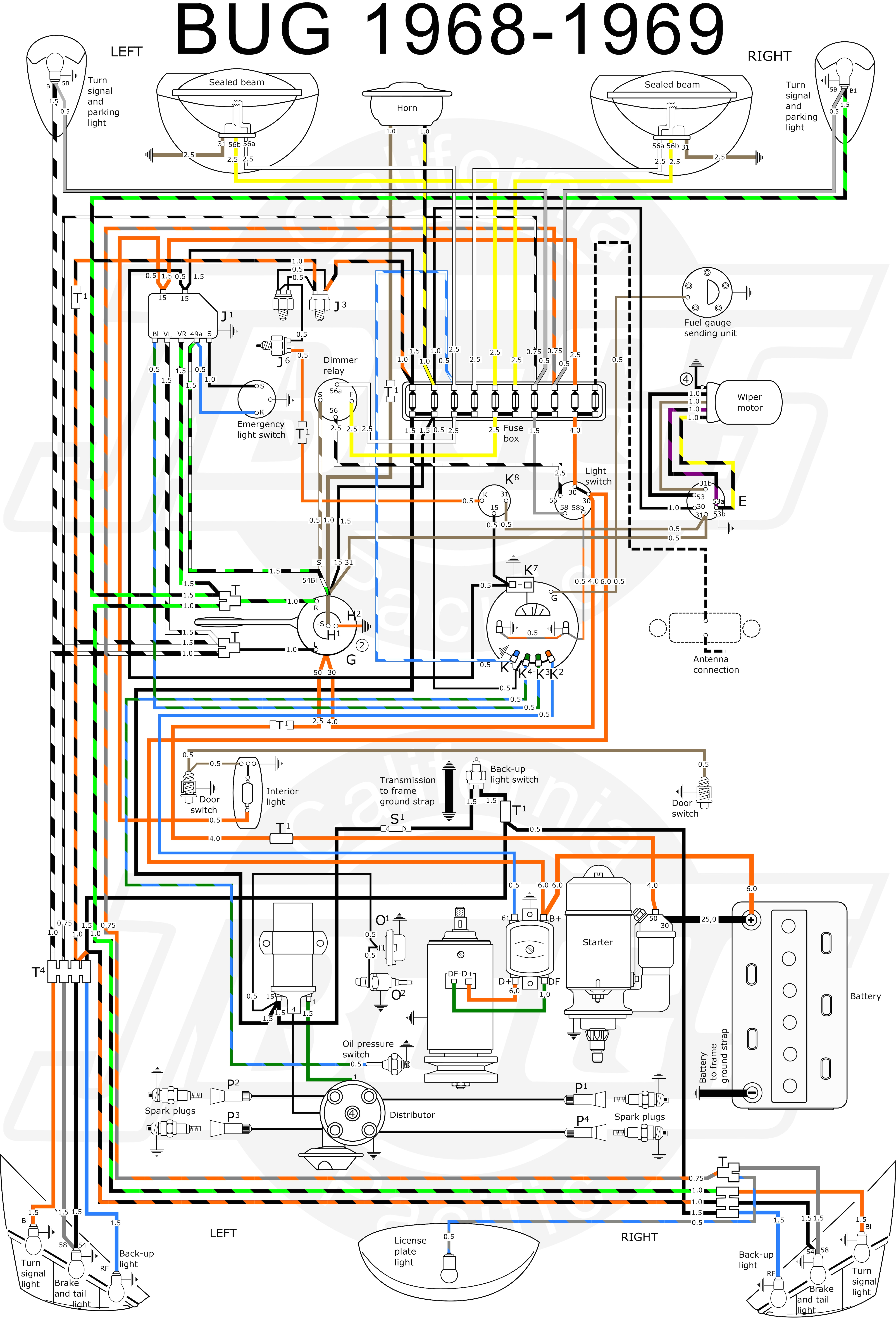 wiring diagram besides 1968 vw beetle bug volkswagen on 1973 vw bug wiring diagram for 1973 vw beetle