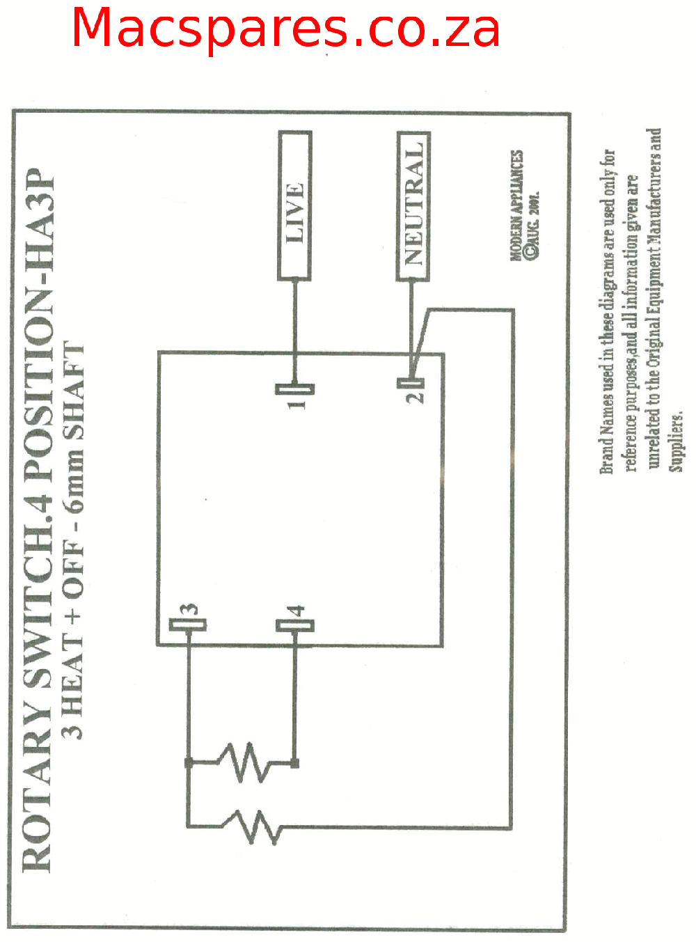 rotary 6 position switch a two plate hotplate connection