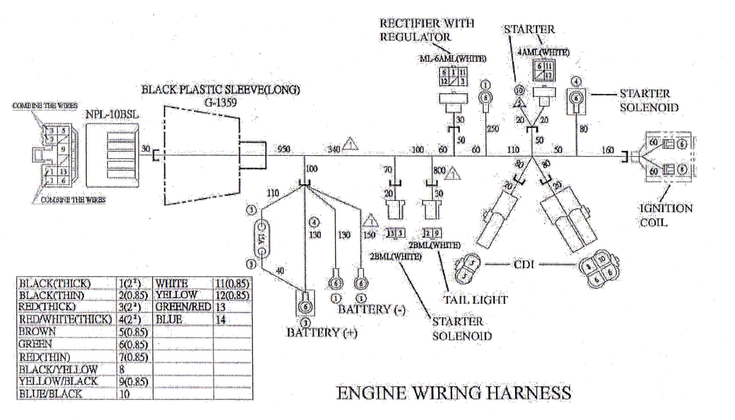 wiring diagram for the engine wiring harness to the yerf dog cuv