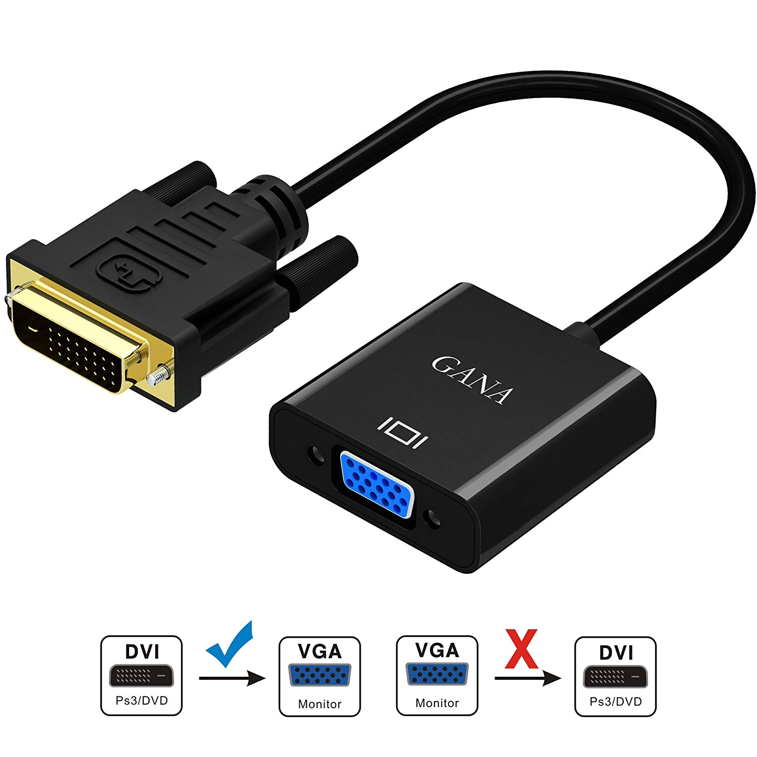 dvi to vga adapter gana 1080p active dvi d to vga adapter converter 24 1 male to female supporting 60hz and 3d for dvi systems to connect to vga displays