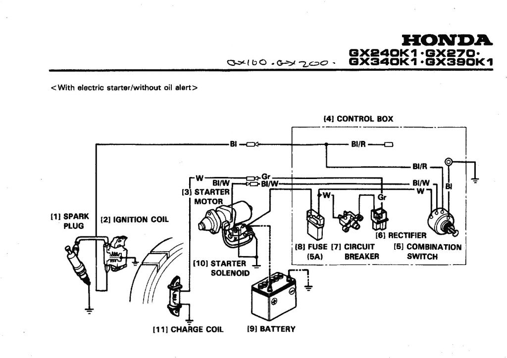 Honda Gx340 Electric Start Wiring Diagram Honda Gx390 Wiring Diagram