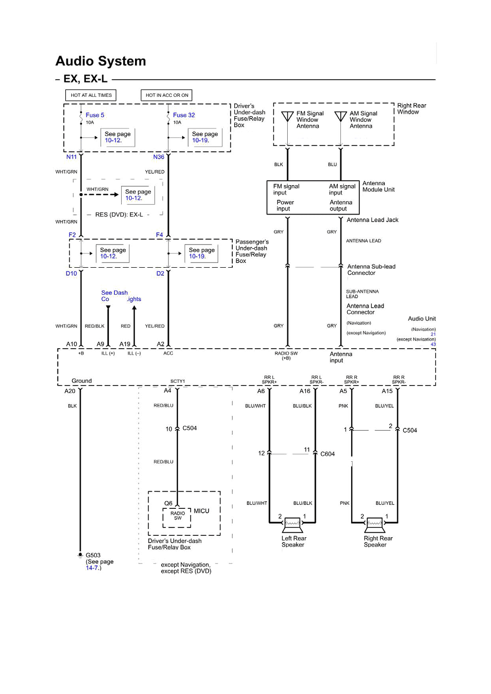 audio system electrical schematic ex ex l 2006