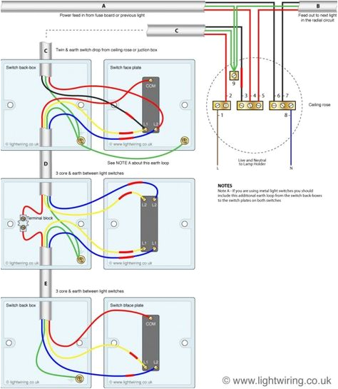 three way light switching old cable colours light wiring