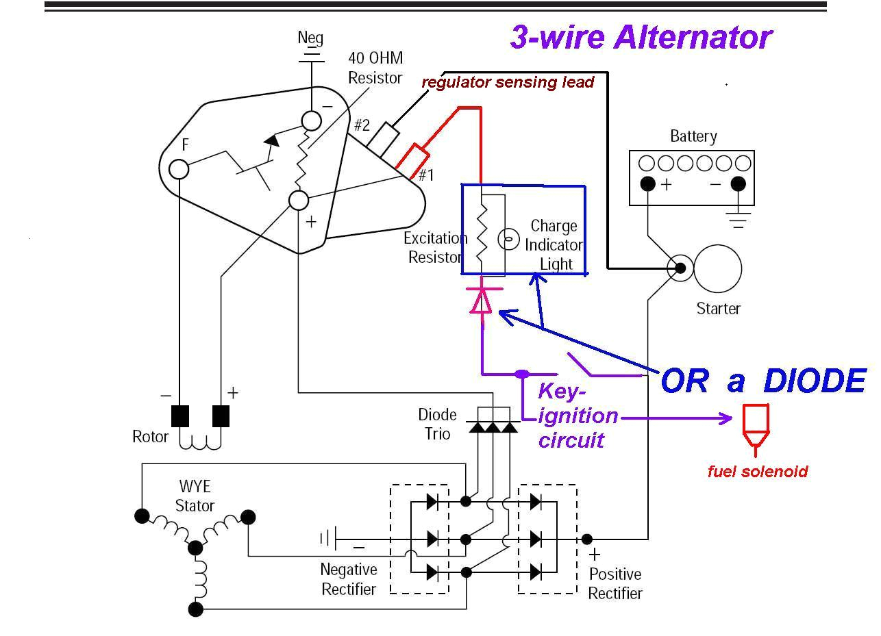 3 wire alternator regulator diagram seaboard marine diesel 3 wire alternator diagram