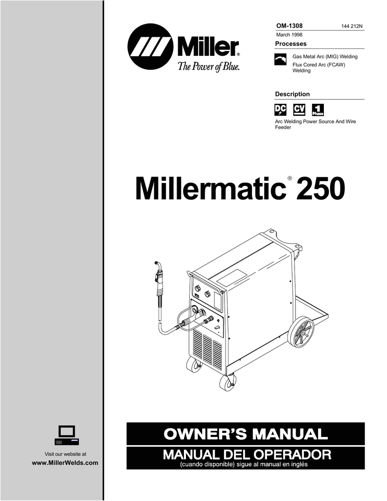 miller millermatic 250x owner s manual